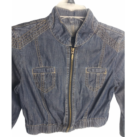 Arizona Jean Company Jackets & Blazers - Arizona Jean Co. Vintage Cropped Zip Front Denim Jacket Women's Size M